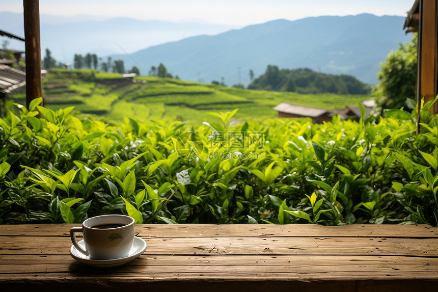层层叠叠的乌松岭有机茶园春季采茶景象